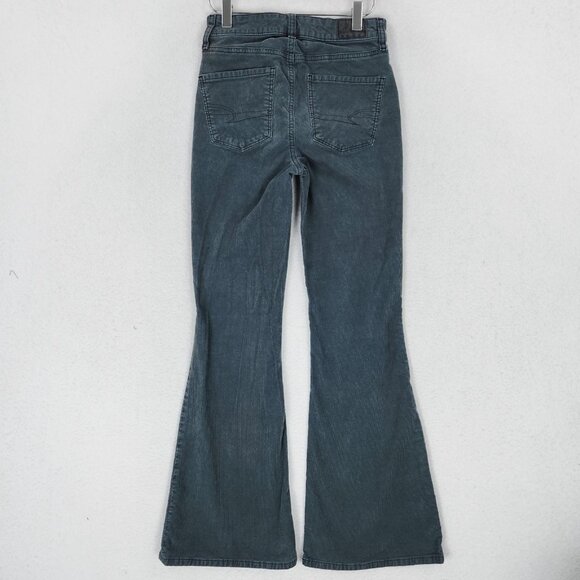 American Eagle Pants Womens 0 Gray Corduroy Super Hi Rise Flare Button Fly - Picture 7 of 12